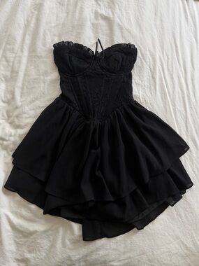 Windsor Black Lace Bustier Mini Dress